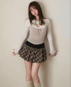 andmary Nancy check skirt brown S - メルカリ