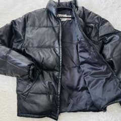 美品✨ショット USA製 ラムレザー 本革 ロゴ総柄裏地ダウンジャケット