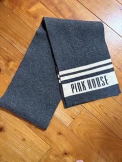 PINK HOUSE ピンクハウス ロゴ入りニットマフラー グレーのサムネイル