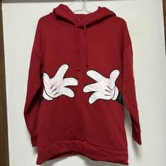 【M】ディズニー ミッキー パーカー 赤 バックプリント インパ ペアルックのサムネイル