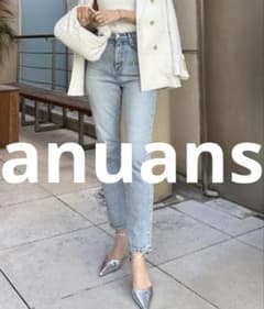 新品同様 anuans デニムパンツ 1 ライトブルー レディース - メルカリ