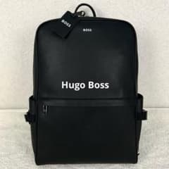 極美品 ヒューゴボス シルバートーン ロゴ ストラクチャードレザー