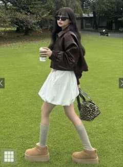 ダークブラウン レザー クロップドジャケットのサムネイル