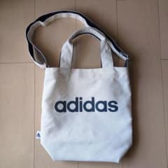 adidas 2WAY トートバッグ ショルダーバッグ ホワイト×ネイビーのサムネイル
