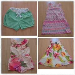 女の子ワンピース、ハーフパンツ、サロペットセット 95のサムネイル