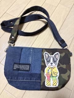 コヤンイサムチョン 迷彩デニムショルダーバッグ フレンチブルドッグ