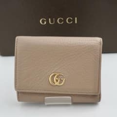 【未使用に近い】GUCCI GG マーモント　ロゴ　三つ折り　フラップ　スナップ 未使用に近い】GUCCI GG マーモント ロゴ 三つ折り フラップ スナップ