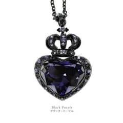 PARIS KID'S　ハート王冠ネックレス　ブラック×パープル　レアのサムネイル