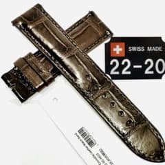 4603#22mm-20mmダークブラウン★本物クロコダイルベルト★スイス製 4615#22mm-20mmダークブラウン☆レザーベルト☆クロコダイルスイス製