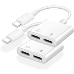 iPhone 16 용 듀얼 USB C 헤드폰과 충전기 어댑터 (2 팩)