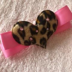 姫ギャル♡ハート豹柄ピンクリボンクリップ(ラパフェ系マーズ系♡平成