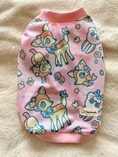 ハンドメイド ペット用 メッシュタンクトップ バンビ柄 ピンクのサムネイル