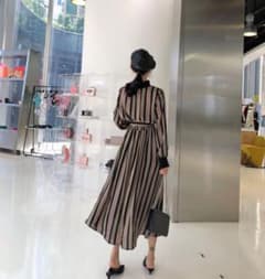 【大人気】ストライプ　ロングワンピklvのサムネイル