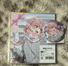 俺ガイル dmmスクラッチ 由比ヶ浜結衣 箔押しレア色紙 ホロ缶バッジ