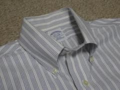 ブルックスブラザーズ　ボタンダウンシャツ　白×青系　スーピマコットン