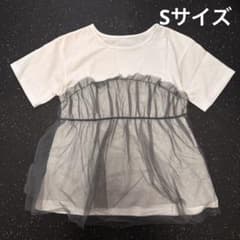 チュールレイヤード Tシャツ ホワイト Sのサムネイル