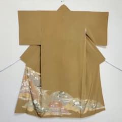 美品＊ やまと誂製 正絹 友禅 付下げ訪問着 しつけ糸付き 家紋付き 袷