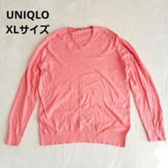 UNIQLO Vネックニットカシミア混 ピンク XL