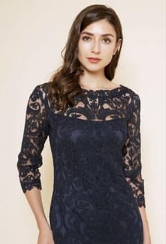 高級 TADASHI SHOJI レース ワンピース ネイビー系 サイズ8 - メルカリ
