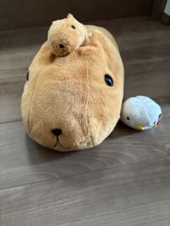 カピバラさん子カピ付き　ぬいぐるみ　白いトリ　2個セットのサムネイル