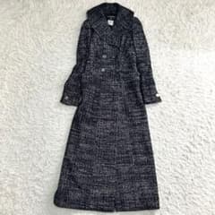 16166✨美品✨CHANEL 女優襟 ココマーク銀ボタン ツイードロングコート 