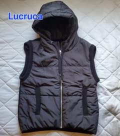 Lucruca フード付き中綿ベスト ブラック