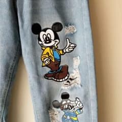 ペイント デニム ジーンズ ズボン ミッキー 古着のサムネイル