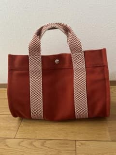 エルメス カンヌ PM トートバッグ キャンバス レッド ポーチ付き　極美品 エルメス カンヌ PM トートバッグ キャンバス レッド ポーチ付き 極美