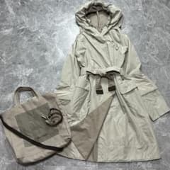 マックスマーラ♡リバーシブル フーデットコート 紺 ベルト 40 収納袋 マックスマーラ♡リバーシブル フーデットコート 紺 ベルト 40 収納袋