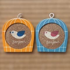 鳥かごデザイン コルクコースター　２枚セットのサムネイル