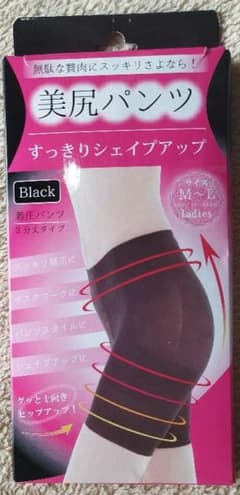 美尻パンツすっきりシェイプアップ着圧パンツ3分丈BLACKサイズM～Lのサムネイル