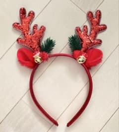 カチューシャ クリスマス 赤 きらきら スパンコールのサムネイル