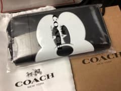 保存袋付未使用未開封コーチCOACH Disneyミッキー 長財布 ブラック本物 