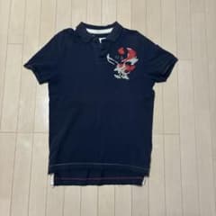 【希少】アメリカンイーグル ビッグ刺繍 鹿の子 ポロシャツ ネイビー US Mのサムネイル