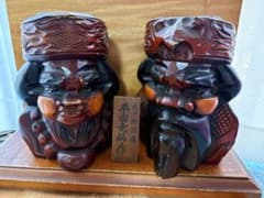 北海道 アイヌ木彫 夫婦像 平田竜仙作のサムネイル