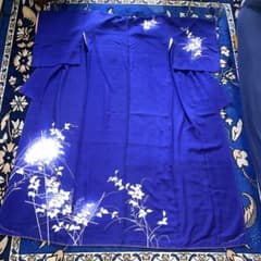 【未使用しつけ付き】正絹 訪問着 友禅調草花文様 青紫 ロイヤルブルー 未使用しつけ付き】正絹 訪問着 友禅調草花文様 青紫 ロイヤルブルー
