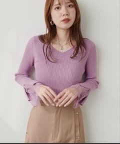 前後2WAY袖口レースリブニット　natural couture ナイスクラップのサムネイル