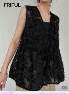 ち*こ様 SHEIN FRIFUL ブラック ノースリーブ チュニック