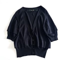 美品】Drawer ドゥロワー / シルクコットン カーディガン 黒 ブラック