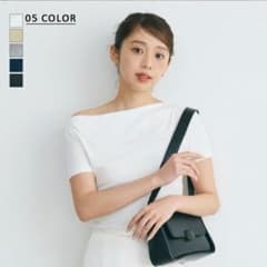 ベースメント ホワイト ワンショルダー カットソー Tシャツのサムネイル