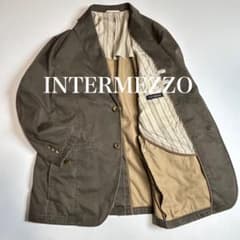 intermezzo テーラード ワークジャケット リネン2L カーキ メンズ 