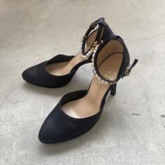 パーティ用 ドレス用 パンプス 黒 サンダルのサムネイル