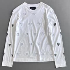 美品 シモーネロシャ ハート刺繍カットアウト長袖Tシャツ 白 xs vt6 美品 シモーネロシャ ハート刺繍カットアウト長袖Tシャツ 白 xs vt6