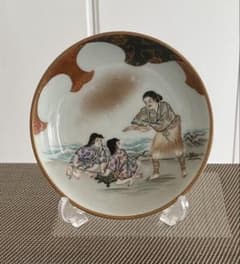 古九谷 明治期 手描き 青粒 浦島太郎 物語 飾り皿 - メルカリ