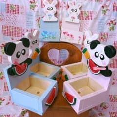 カントリー雑貨❤️多肉植物BOX❣️うさぎさん＆ぱんださん❤️3点❣️レインボー様専用❤️のサムネイル