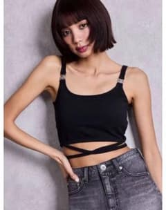 GYDA ロゴストラップ リブキャミソール ブラックのサムネイル