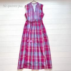 ⋆美品.*＊ヌキテパ マドラスチェック エンブロイダリー ドレス レッド