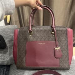 MICHAEL KORS ブラウン ワインレッド トートバッグ - メルカリ