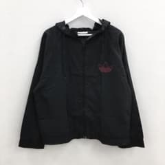 90s adidas アディダス ナイロンジャケット 黒 L ゆるだぼ フード付 