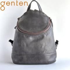 genten ゴートヌメ 山羊革 シボ革 ダークオリーブ リュック